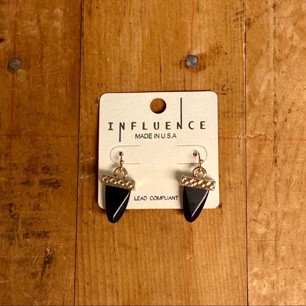 Black Spike Drop Dangle Earrings